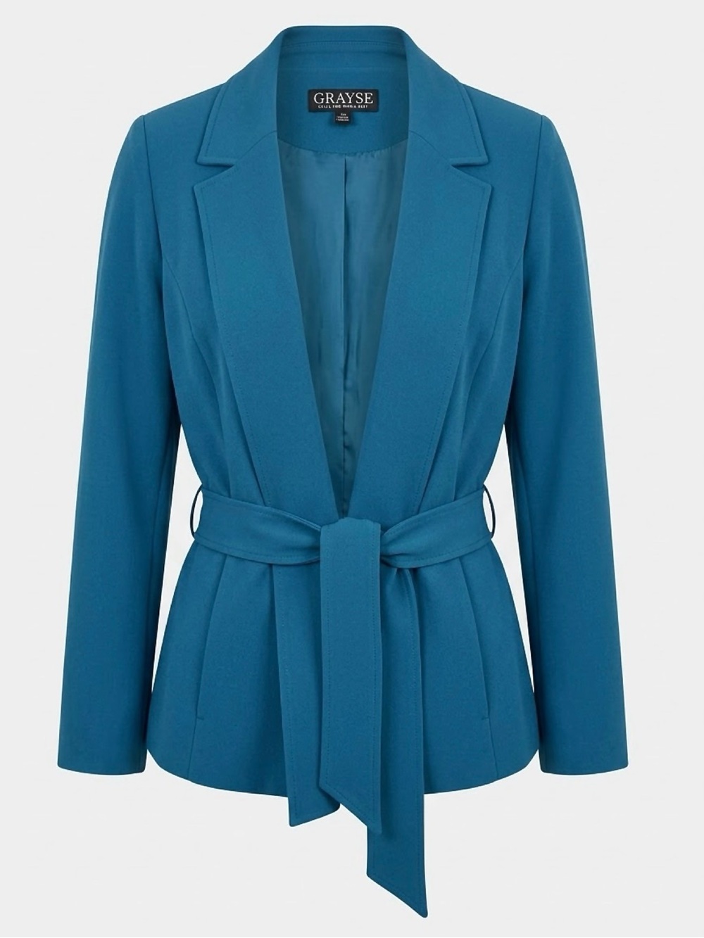 NWT GRAYSE Azure Blue Belted Wrap Blazer Jacket Size Small USA $425